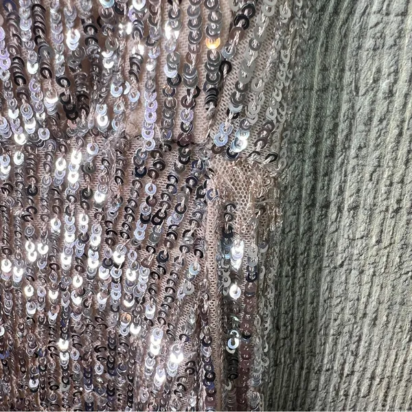 Xscape (with flaws)Size 10 Beige/Tan Underlay Silver Sequin 1 Arm Party … - Image 4