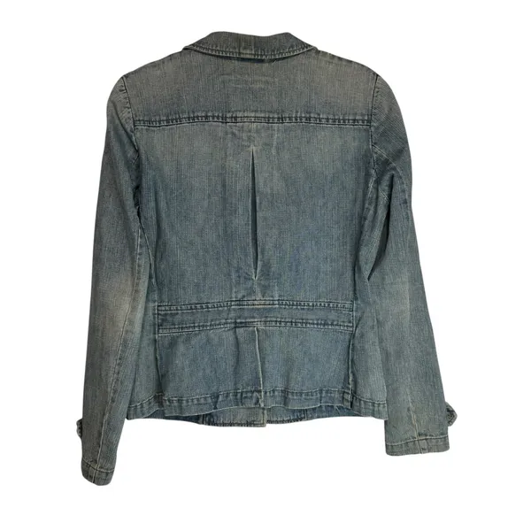 Lauren Jeans Co‎ Denim Jacket Distressed Light Wash Button Front Women's M - Image 5