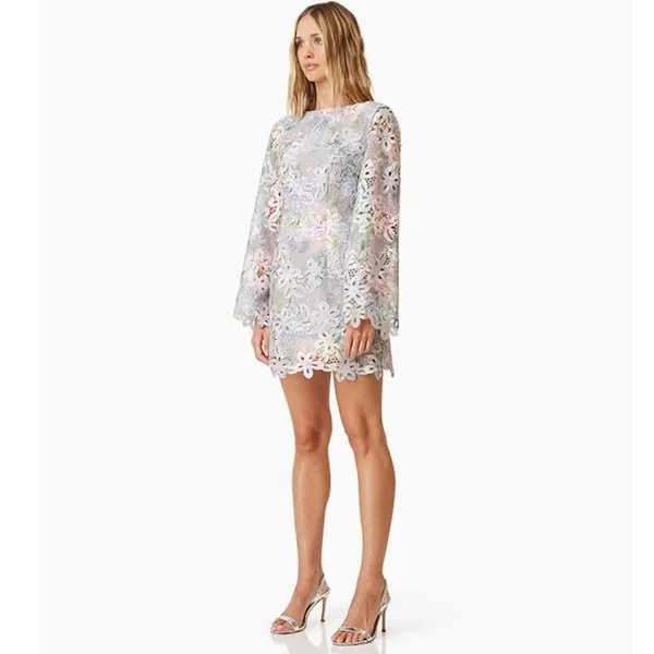 Elliatt Jacinta Lace Long Sleeve Mini Dress in Taupe Multi NWT Size S - Image 10