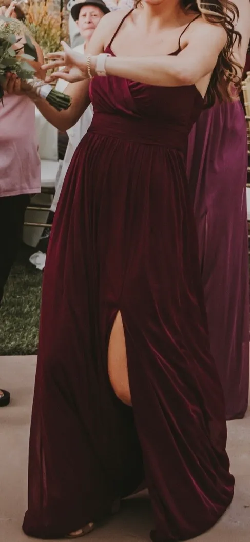 David’s Bridal Burgundy Bridesmaid Formal Dress - Image 2