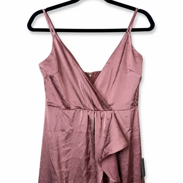 NEW Lulus Enchanted Moments Mauve Pink Satin Ruffled High-Low Dress Medium - Image 6