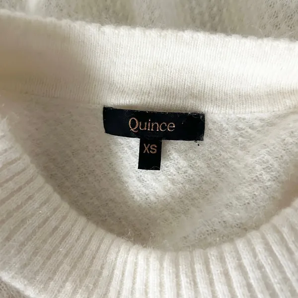 Quince Baby Alpaca Wool Diamond Stitch Crew Sweater Ivory Size XS - Image 3