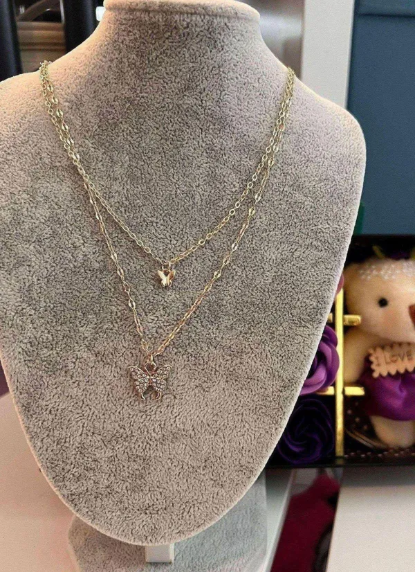 Gold Plated Butterfly Necklace - Image 2