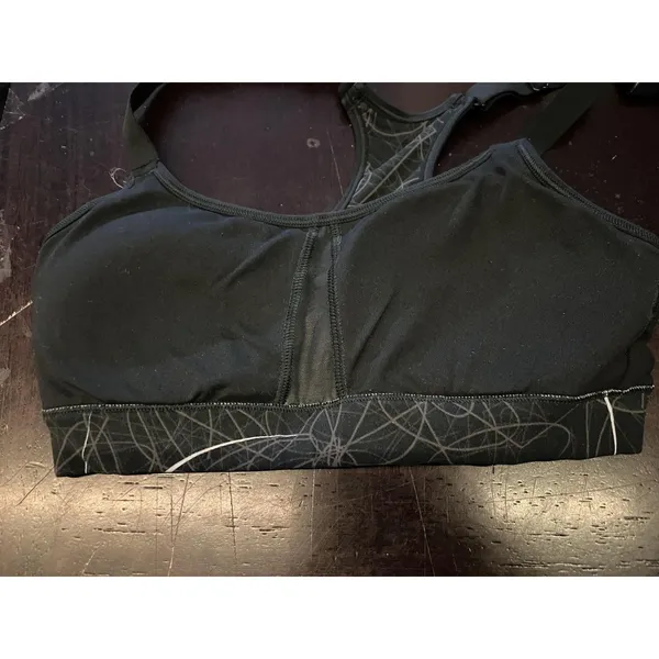 Under Armour Sports Bra Womens Small Black Print Racerback Padded Stretch - Image 5
