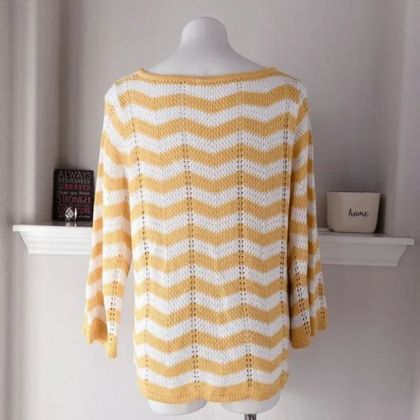 89th & Madison Sweater Perforated Knit Zig Zag Pattern Pullover Size XL - Image 7