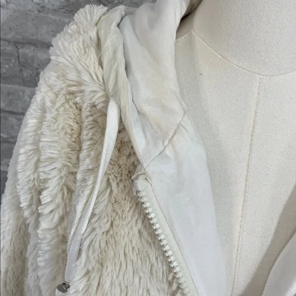 Free People Movement Take a Moment Faux Fur Hooded Jacket in ivory. - Image 4
