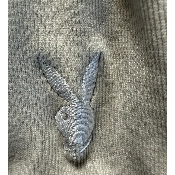 Playboy x Missguided Top Size 10 Heather Gray Long Sleeve Ribbed Crop Top Y2K - Image 10