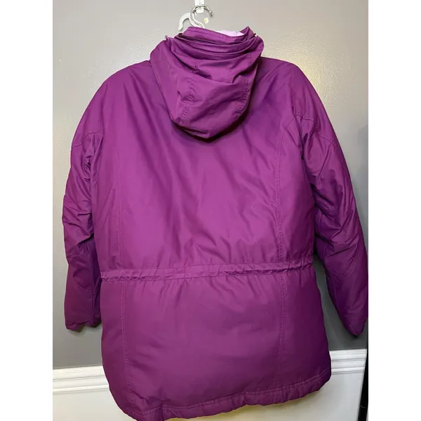 L.L.Bean Goosedown Coat Womens Large Purple Hooded Gore-Tex Down Parka Faux Fur - Image 8