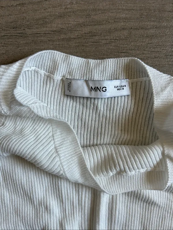 Mango White Ribbed Tank Top - Image 2