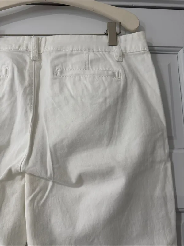Caslon Cotton Chino Cropped Pants Pockets Straight White Stretch Women Size 12 - Image 7