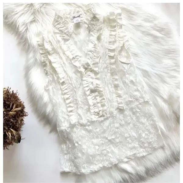 Womens Annabelle Lace Semi-Sheer Sleeveless Sweetheart Top - Sz L - Image 2