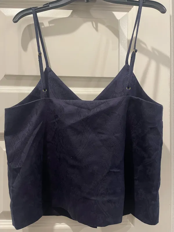 Mother of Pearl Navy Blue Camisole Top with Pearl Buttons – Adjustable Straps - Image 4