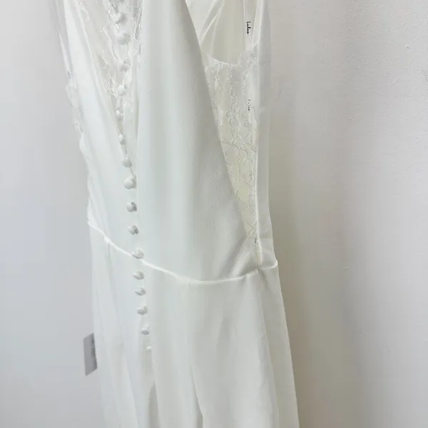 Lulus Extraordinary Romance White Button Back Mermaid Maxi Dress Formal S NWT - Image 10