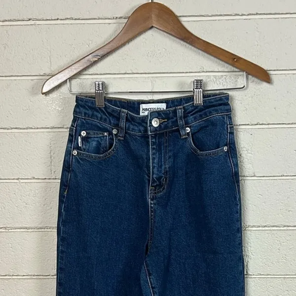Princess Polly blue high-rise wide-leg jeans size 2 - Image 5