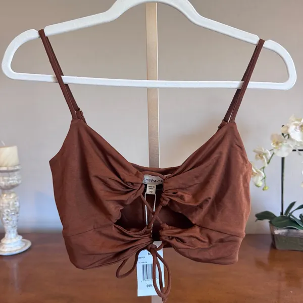 L*Space It's a Date Crop Tank Top Brown Medium NWT - Image 2