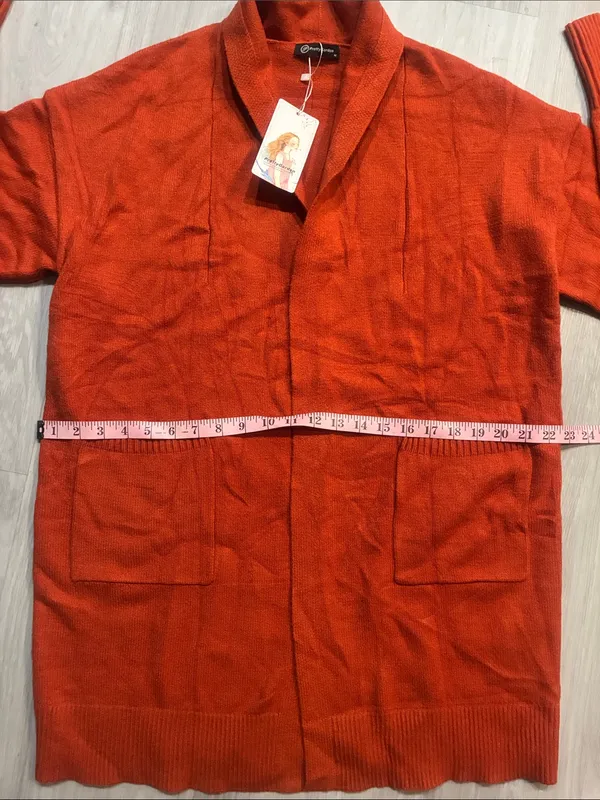 Pretty Garden Open-Front Women's Cardigan‎ Sweater in Rust Orange - Image 5