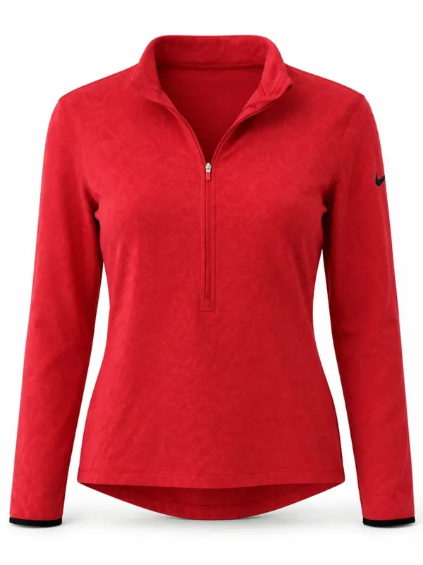 Nike Dri-FIT Floral Jacquard Half Zip Running Pullover Women’s S Red - Image 2