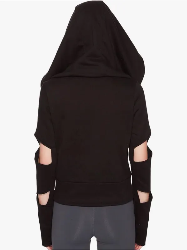 ALO Yoga‎ Small Mix Jacket Zip Up Cut Out Long Sleeve Fleece Hooded Casual Black - Image 14