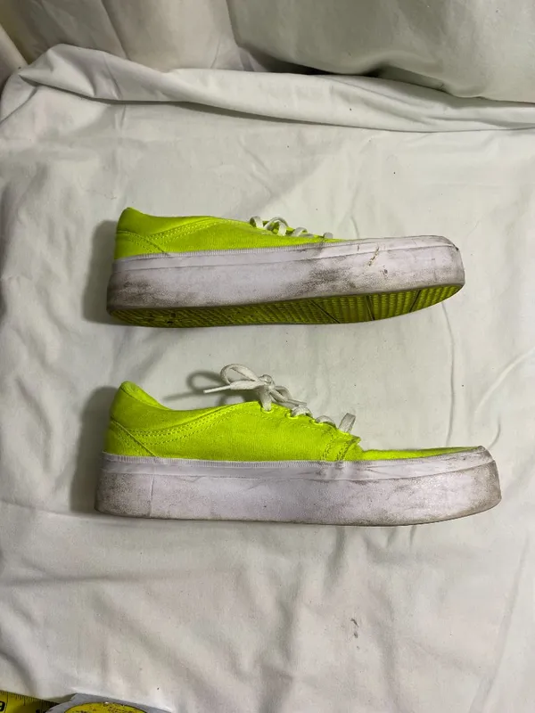 DC Trase Platform TX SE Neon Yellow Canvas Sneakers Women's Size 9 Skate Shoes - Image 7