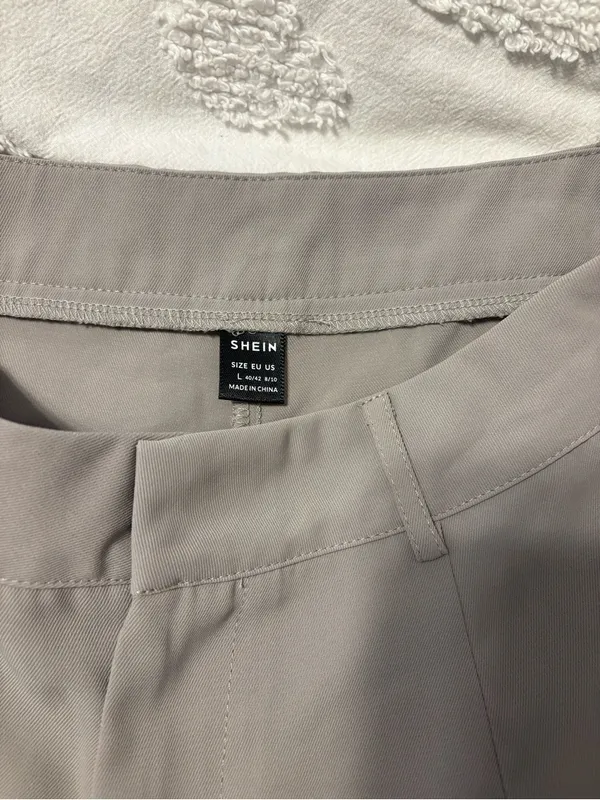 SheIn Light Gray Straight-Leg Dress Pants - Image 2