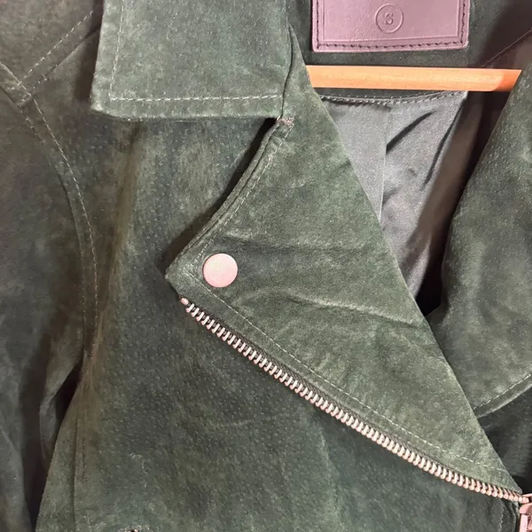 Blank NYC Suede Moto Jacket Forest Green Leather Biker 73K-9592NO Small - Image 3