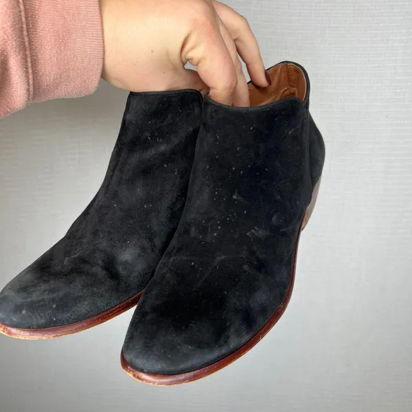 Sam Edelman Black Suede Ankle Booties Block Heel Women‎ Size 9.5 - Image 2