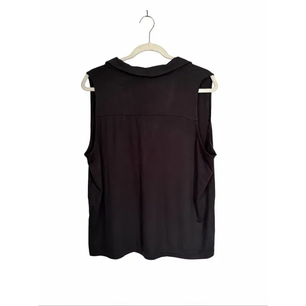 Lou & Grey Womens Sz L Black Sleeveless Stretch Pullover Top Shirt Collared - Image 5