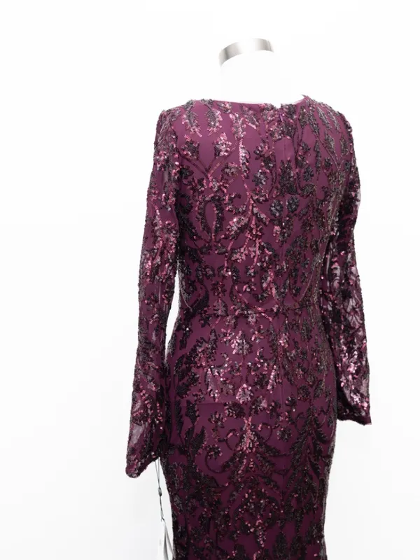 Adrianna Papell - V-Neck Long Sleeve Sequin Mermaid Gown - Image 9