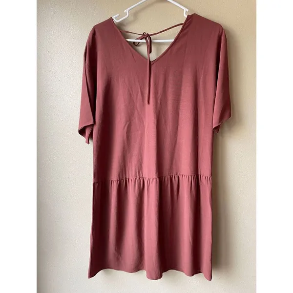 Eileen Fisher Burnt Orange Brown Tencel Swing Dress Size XXS - Image 2