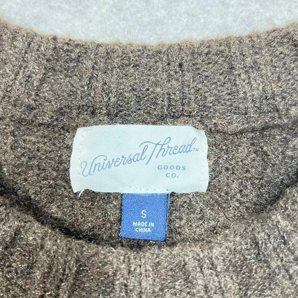 Universal Threads Brown‎ Cable Knit Crewneck Sweater Small Oversized LN Fisherman - Image 3