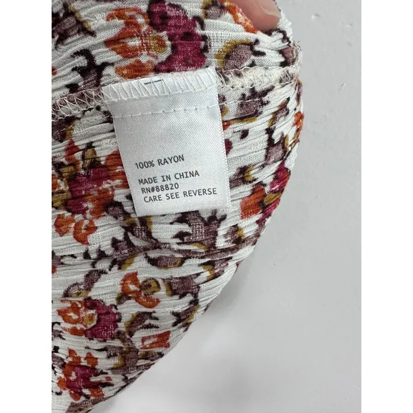 Cynthia Rowley Tiered Midi Skirt Womens Large Orange Floral Boho Cottage Crinkle - Image 4