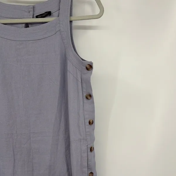 For Cynthia Linen Blend Shift Dress Sz S Lagenlook Minimal Scandi Neutral Artsy - Image 3