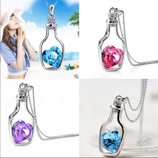 Rose Crystal Zircon Heart Wishing Bottle necklace - Image 4