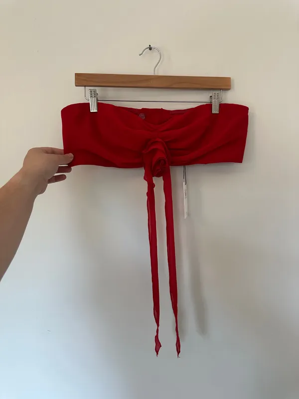 Bardot Akasha Crop Top in Deep Red - Image 4