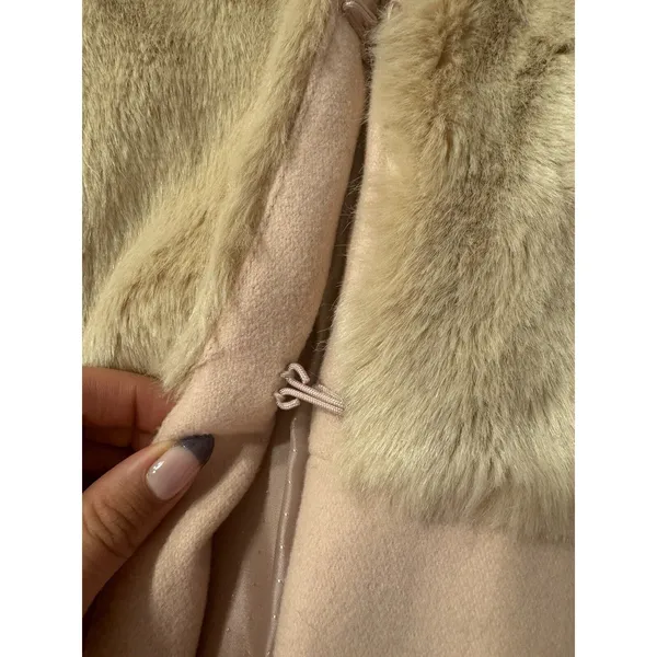Zara Basic Coat Peacoat Wool Blend Pink Blush Faux Fur Women's XL Wicked - Image 2