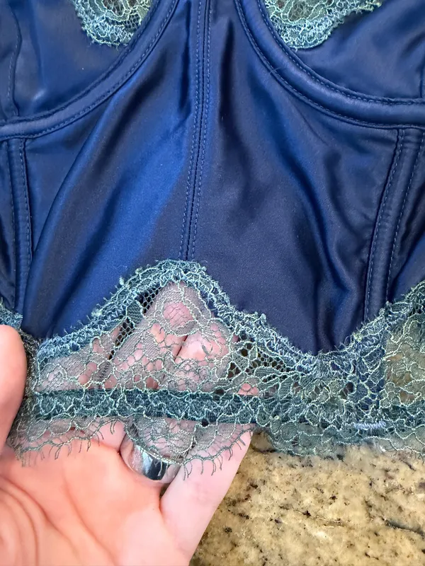 Victoria’s Secret Navy Satin Lace Corset Bustier Top 32B - Image 2