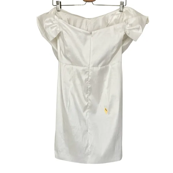 Bardot Mini‎ Bow Dress in Shimmer White Size US XL Cocktail Bridal Statement NEW - Image 7