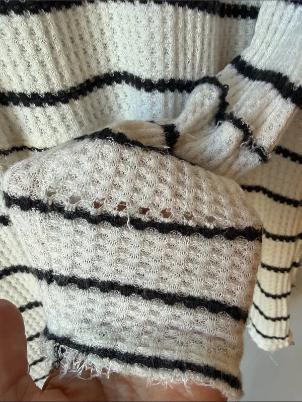 Free People Boho Striped Waffle Thermal Tunic Top Shirt - Image 7