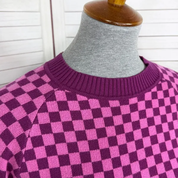 Future Collective Check Pullover Sweater Pink‎ Purple Small Pink - Image 7