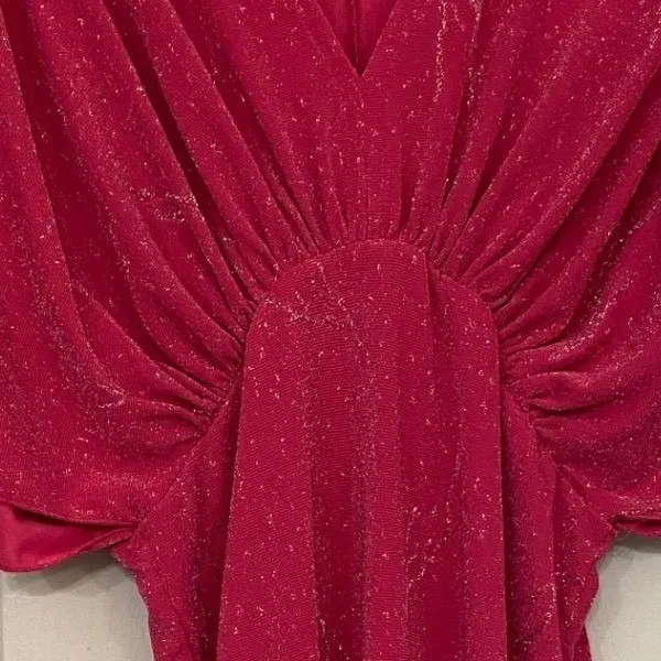 Barbie Pink Glitter Dolman‎ Sleeve Cinched Waist Mini Dress Womens Medium - Image 9