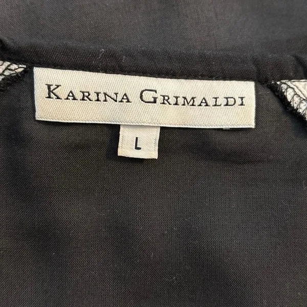 Karina Grimaldi Size L Blouse Top Bohemian Embroidered Boho Long Sleeve Fringe - Image 3