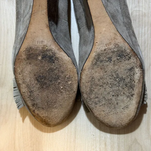 Kate Spade Wedge Heels Womens 8M Taupe Suede‎ Bow Fringe Dress Shoes - Image 5