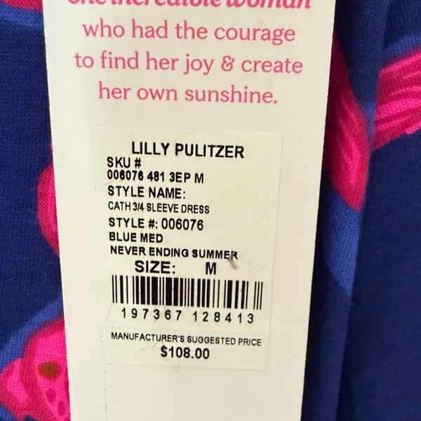 Lilly Pulitzer Cath 3/4 Sleeve Dress M NWT Never Ending Summer 100% cotton - Image 5