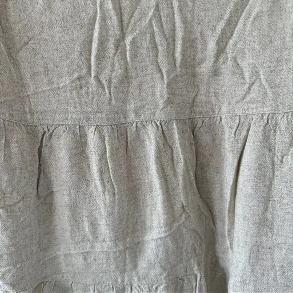 Abercrombie & Fitch Beige Lined Tiered V-Neck Pocket Dress Linen Blend Size S - Image 6