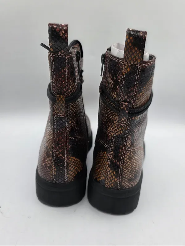 Womens Snake Print Combat Boots Faux Leather Lace Up Size 8.5 Multi Color NEW - Image 7