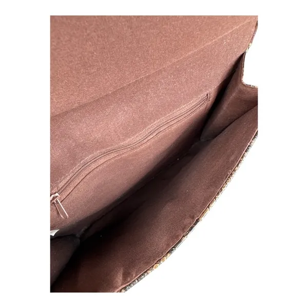 Brown Snake Print Vegan Leather Envelope Clutch Bag Gold Buckle Accent Mob Wife - Image 4