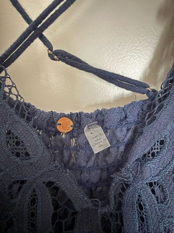 Navy Blue Free People Dress Lace Small Adela - Image 3
