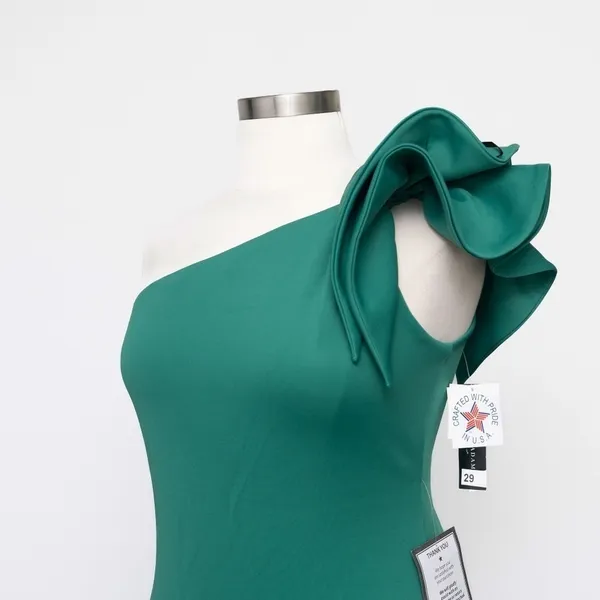Betsy & Adam. Daisy long scuba one shoulder gown. - Image 5