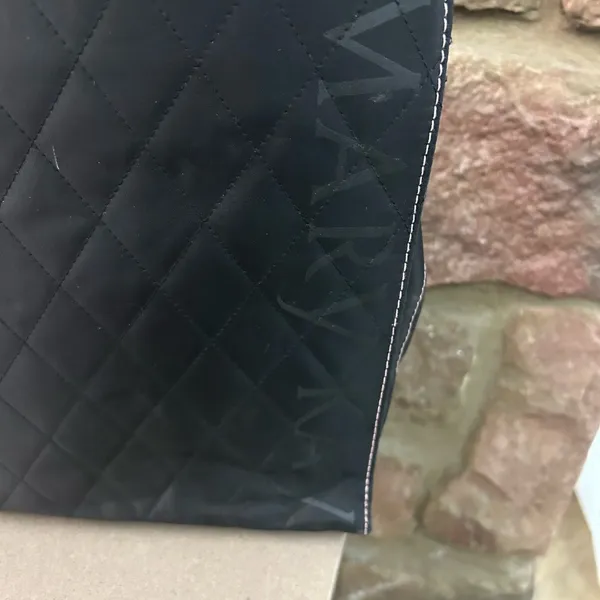 Mary Kay Black Textured Fabric Tote Bag with Wide Base-like new - Image 4