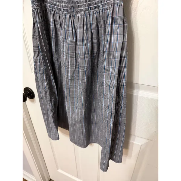 Hill House Home The‎ Athena Nap Dress Blue Grey Plaid Smocked Mini Dress XS - Image 6